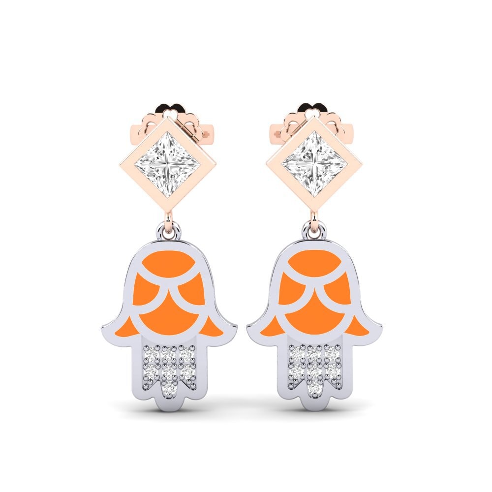 Drops & Dangle 14ct White / Rose Gold Earrings