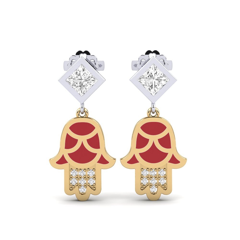 Drops & Dangle 18ct Yellow & White Gold Earrings