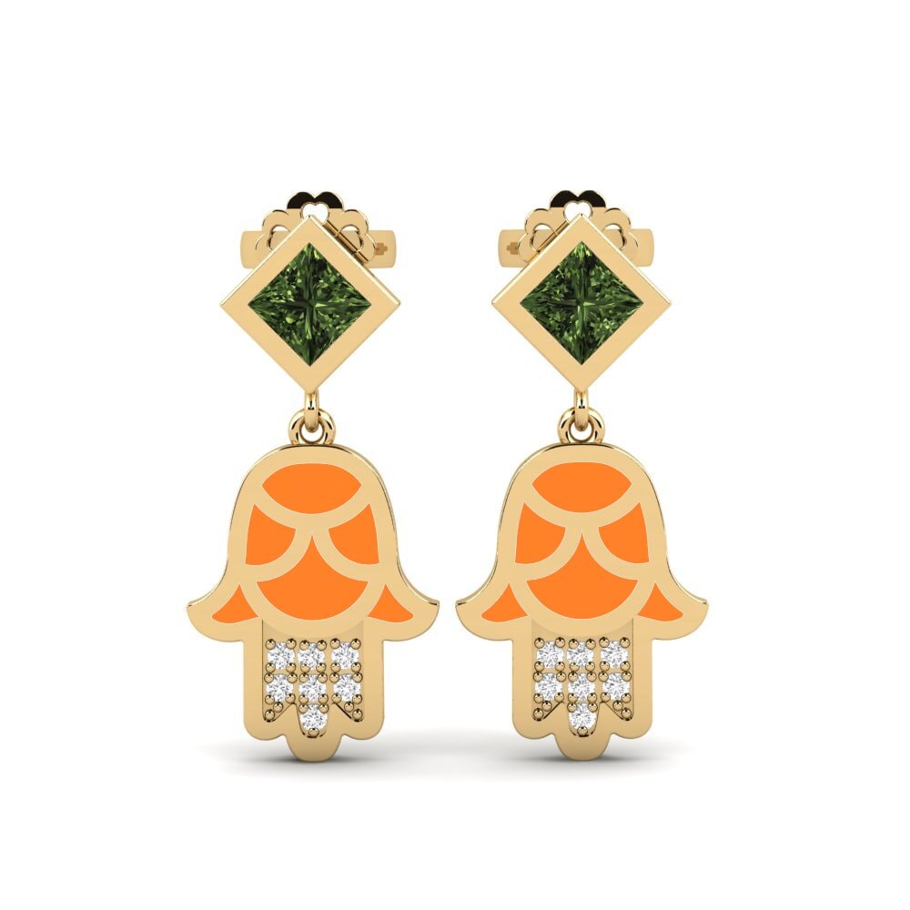 Pendientes Zafiro Verde Gotas y cuelgan