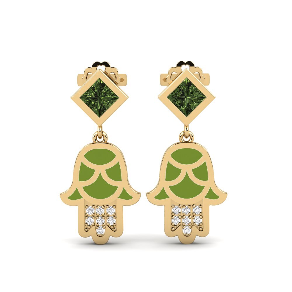 Pendientes Zafiro Verde Gotas y cuelgan