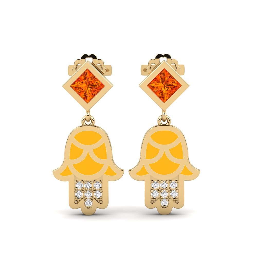Pendientes Zafiro Naranja Gotas y cuelgan