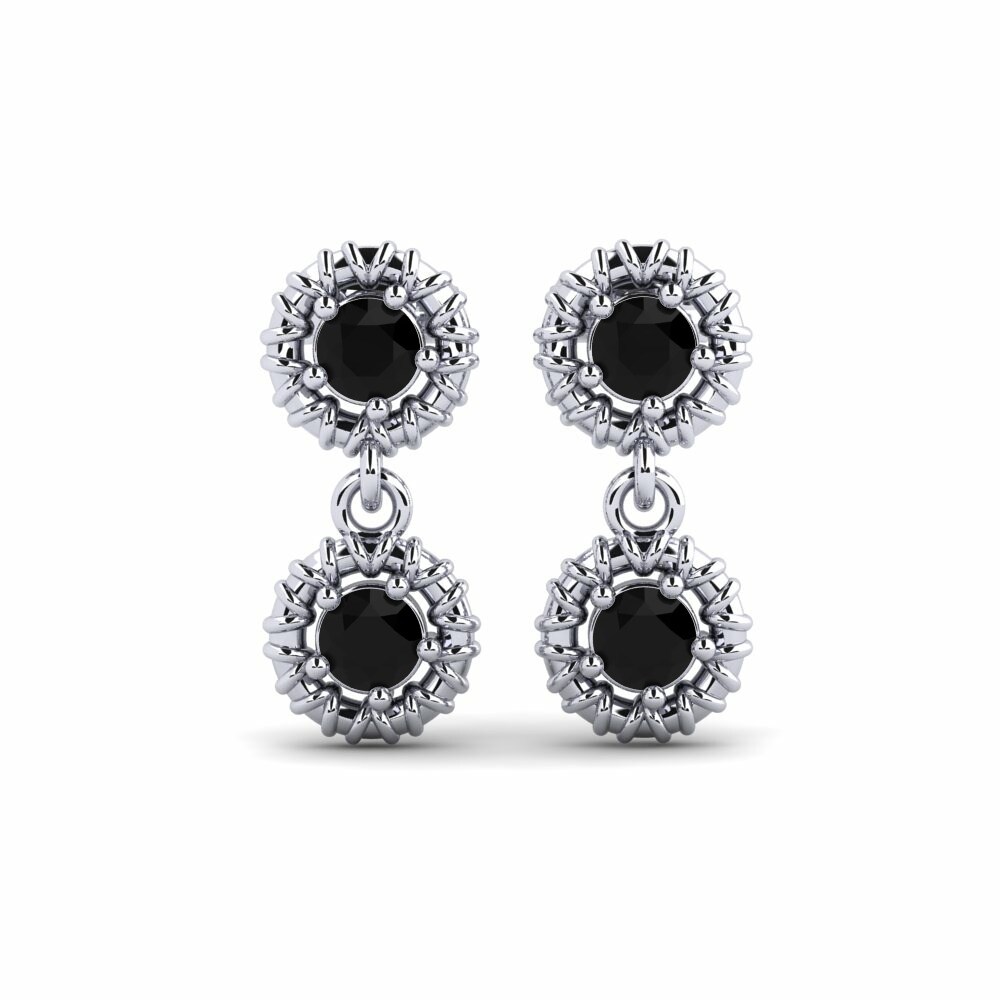 Drops & Dangle Earrings GLAMIRA Astos 585 White Gold Black Diamond