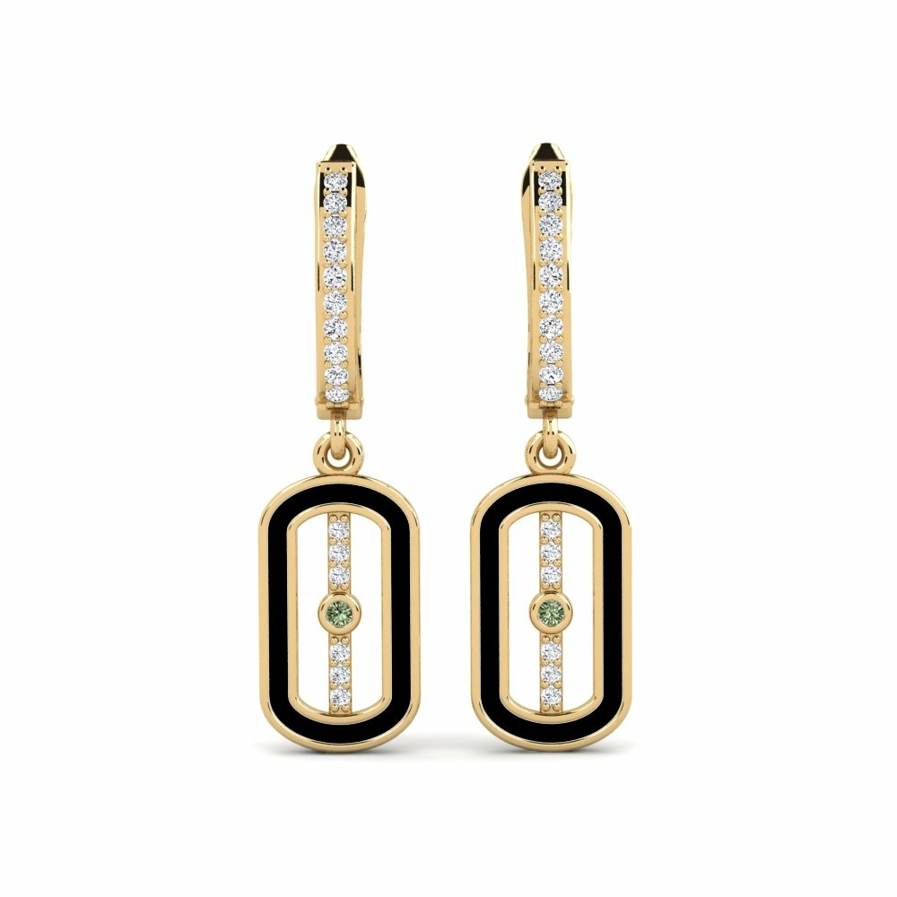 Drops & Dangle Earrings GLAMIRA Leontimo 585 Yellow Gold Green Diamond
