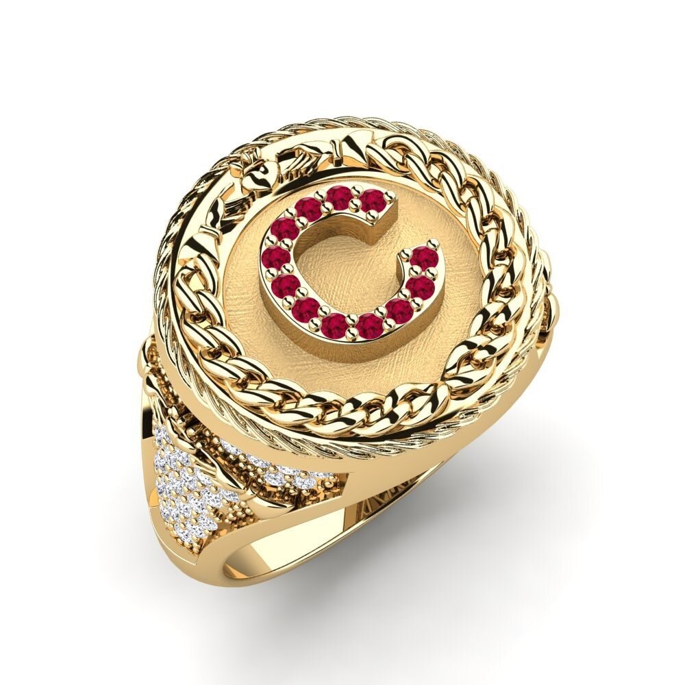 Ronde Rubis Bague pour homme Baskug - C