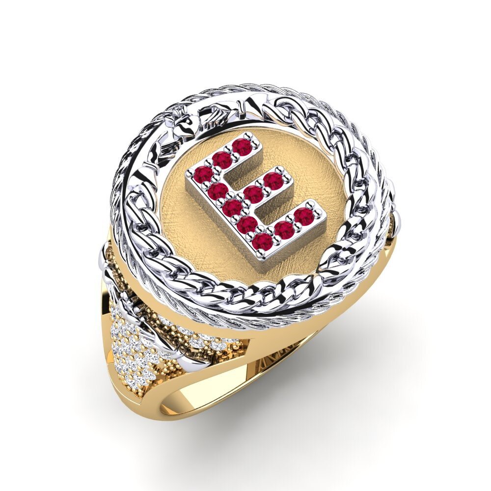 Ronde Rubis Bague pour homme Baskug - E