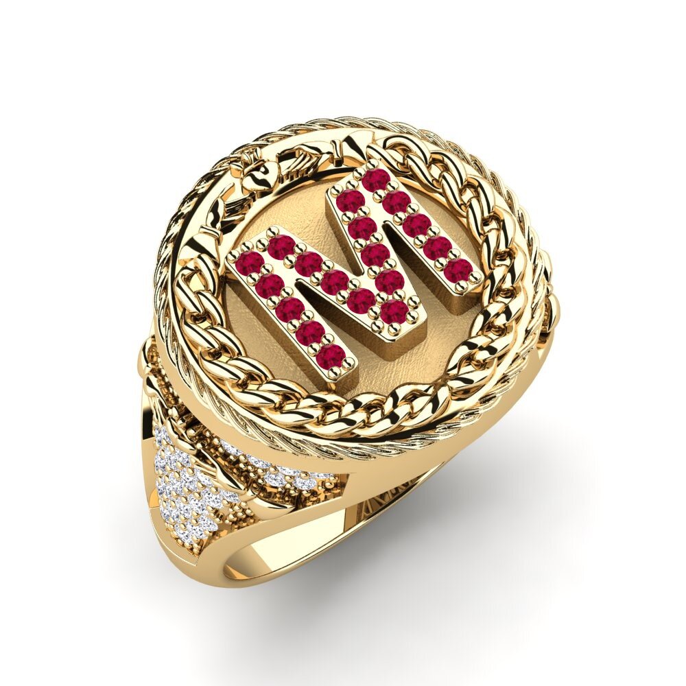Ronde Rubis Bague pour homme Baskug - M