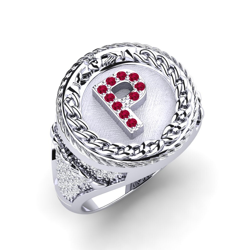 Ronde Rubis Bague pour homme Baskug - P