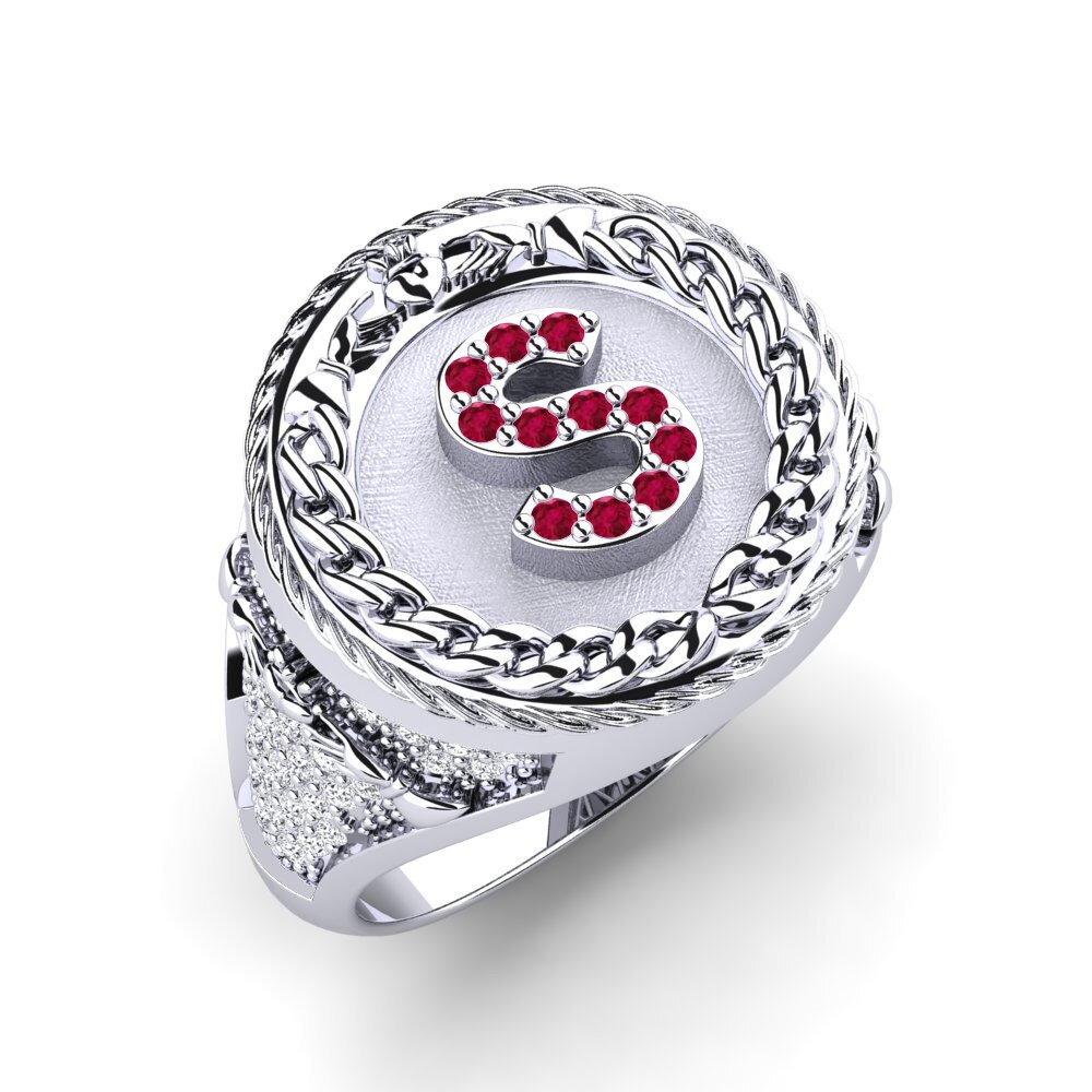 Ronde Rubis Bague pour homme Baskug - S