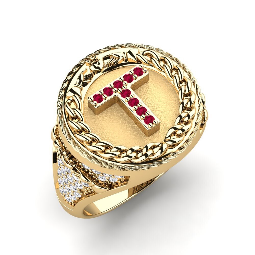 Ronde Rubis Bague pour homme Baskug - T
