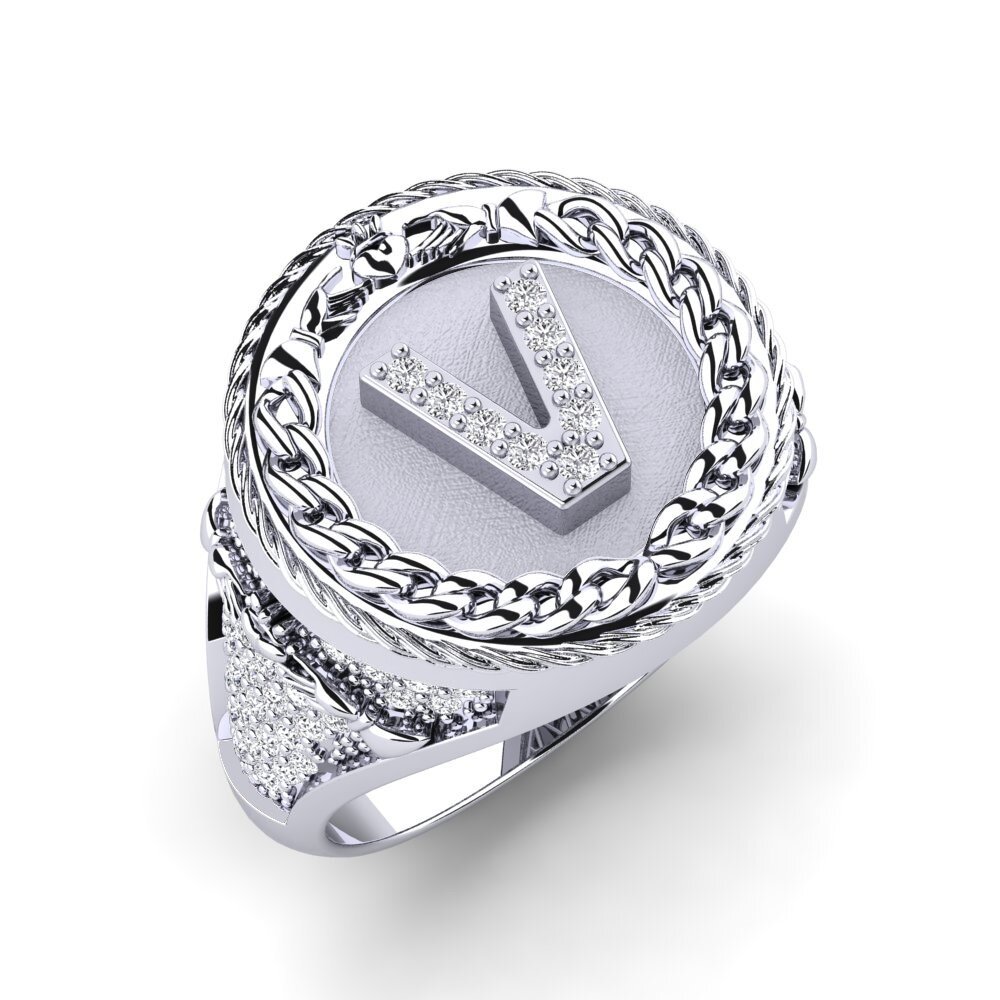 950 Palladium Men's Ring Baskug - V