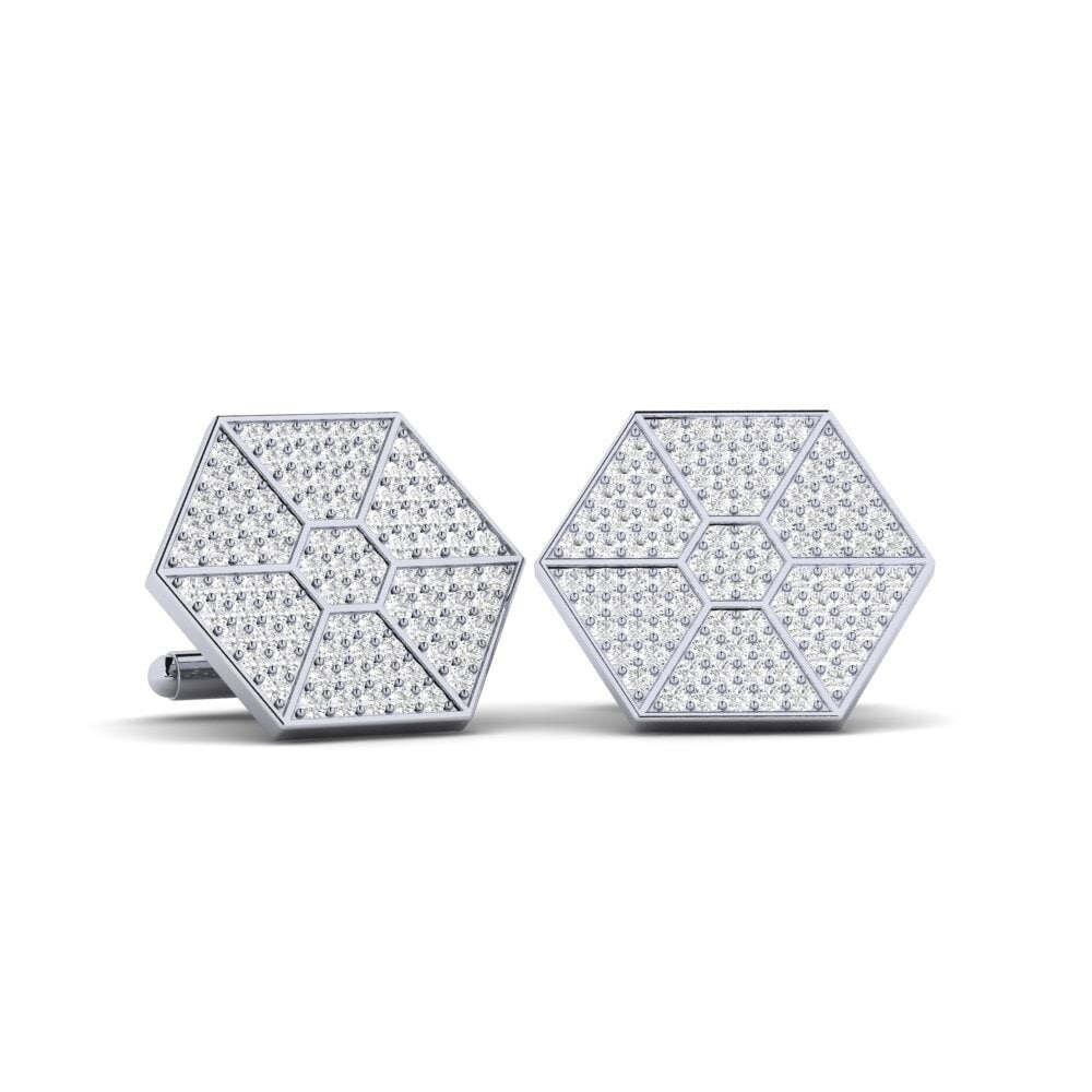 925 Prata de lei diamante-safira Abotoadura Aidier