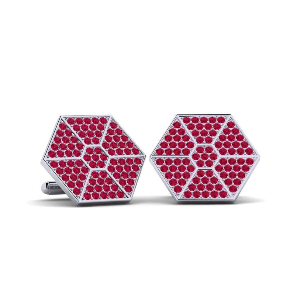 925 Prata de lei ruby Abotoadura Aidier