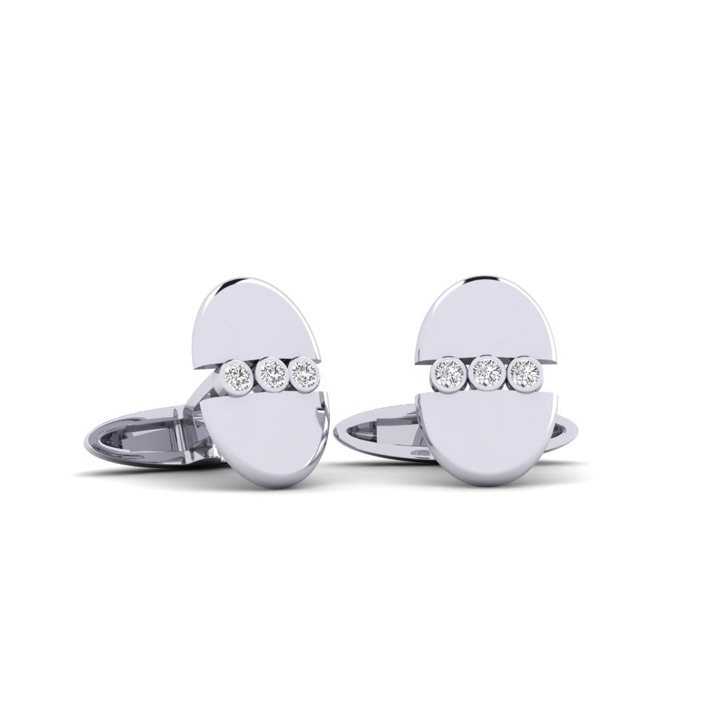 Boutons De Manchette En Or Blanc 18K Avec Diamants - Style Vintage, Occasion