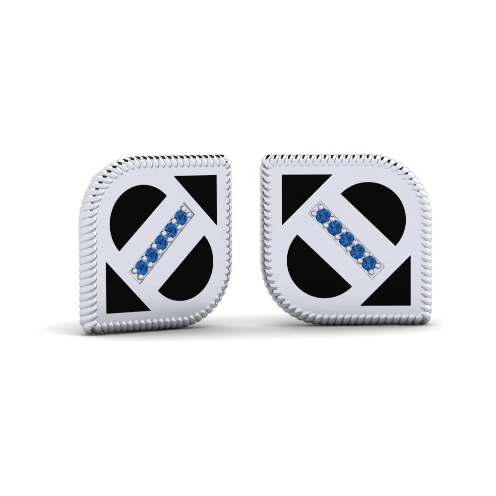 950 Platinum Dark Blue Zirconia Cufflink Sialmier