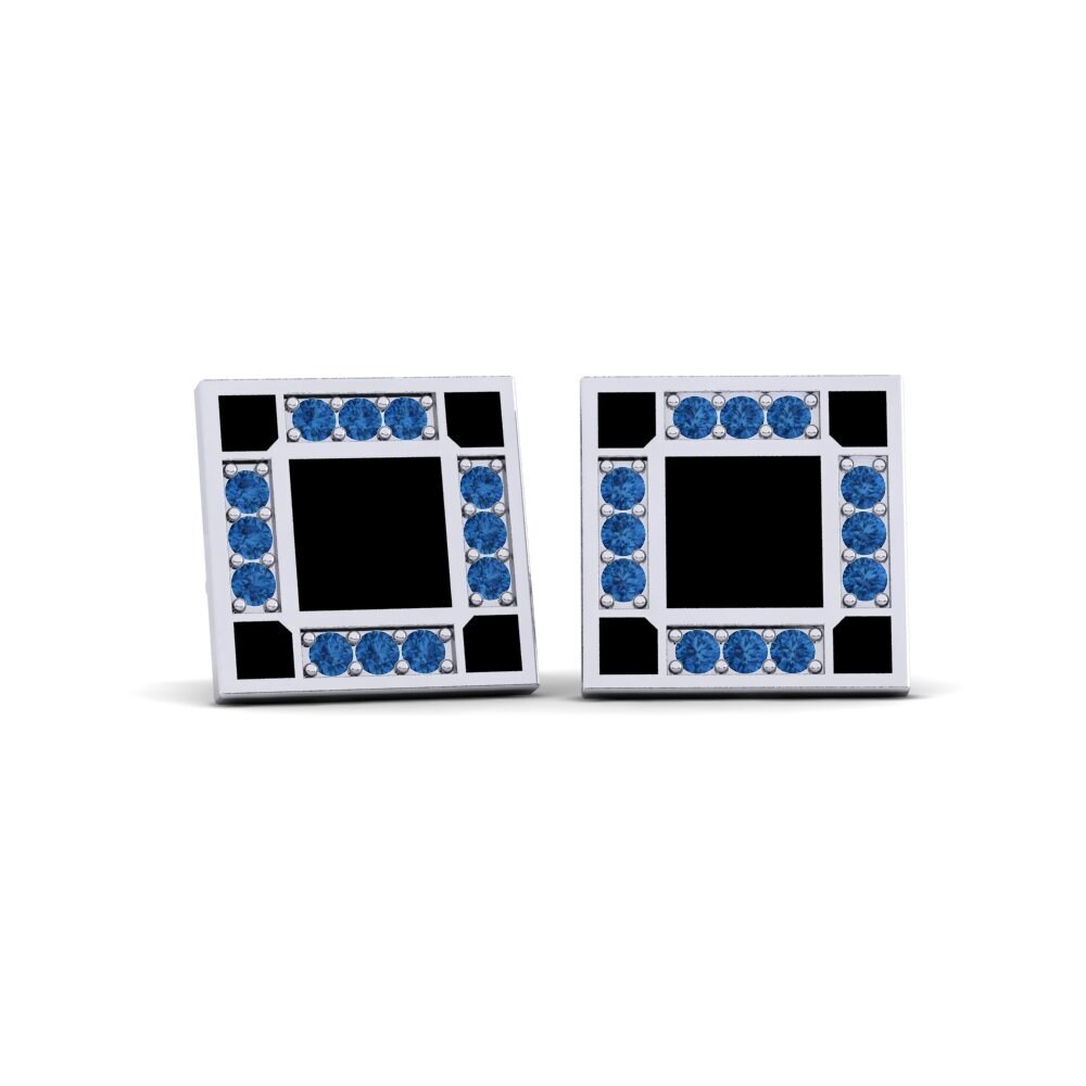 950 Platinum Dark Blue Zirconia Cufflink Triba