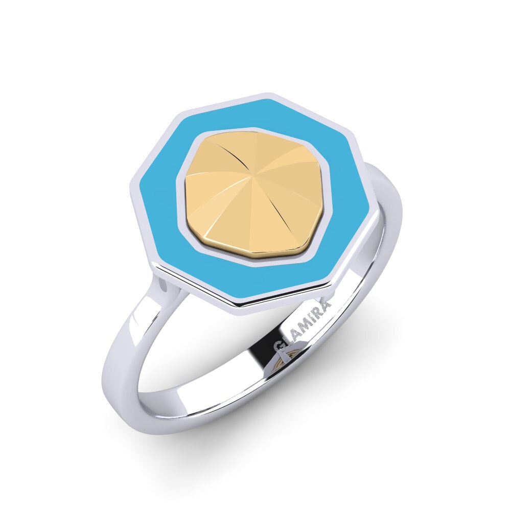 9k Oro Blanco & Amarillo Anillo Clicquotro