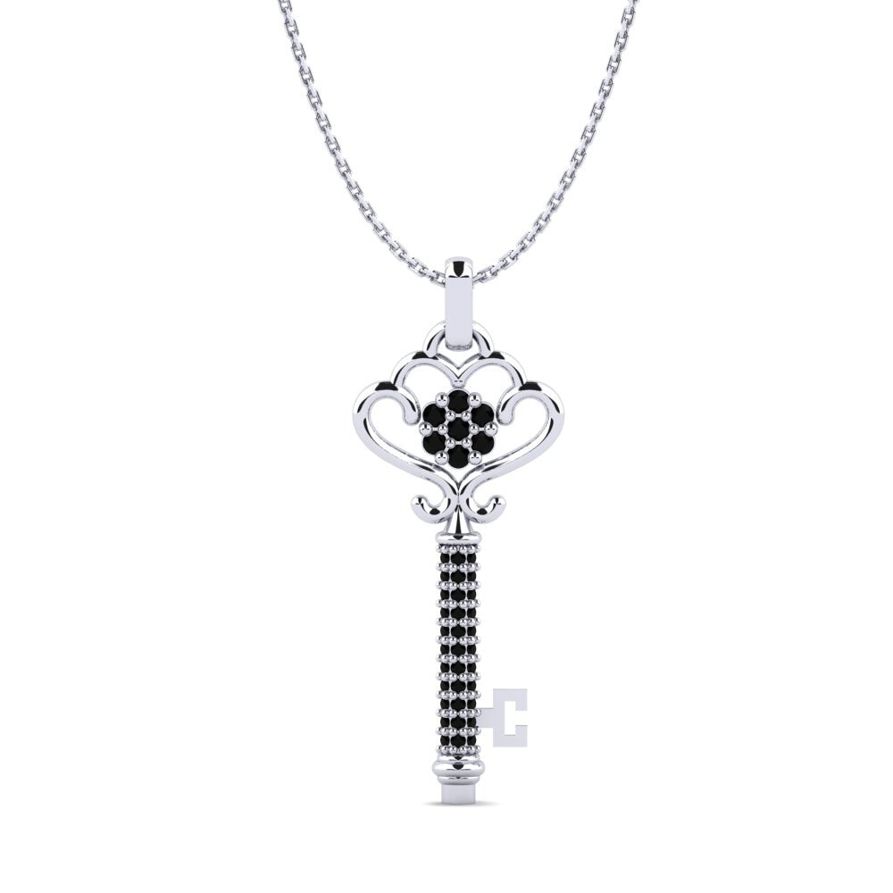 14ct White Gold Black Sapphire Women's Pendant Gina