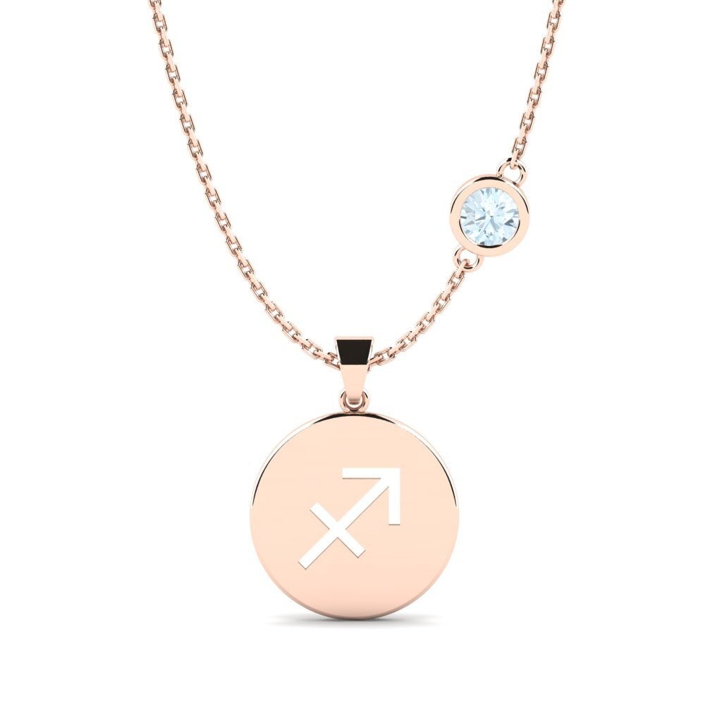 Horoskop Aquamarin Rotgold 585 Halsketten