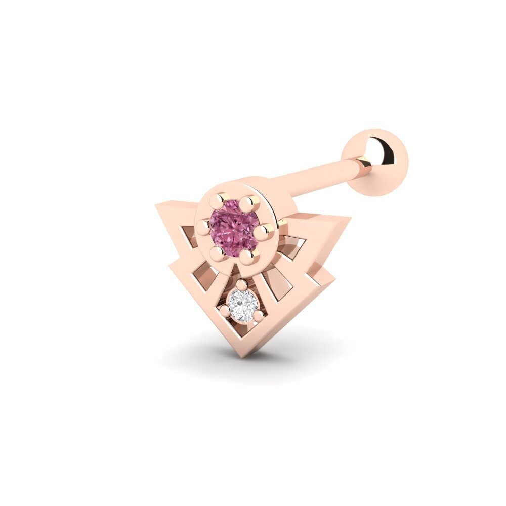 9ct Rose Gold Rhodolite Garnet Ear Piercing Aksel