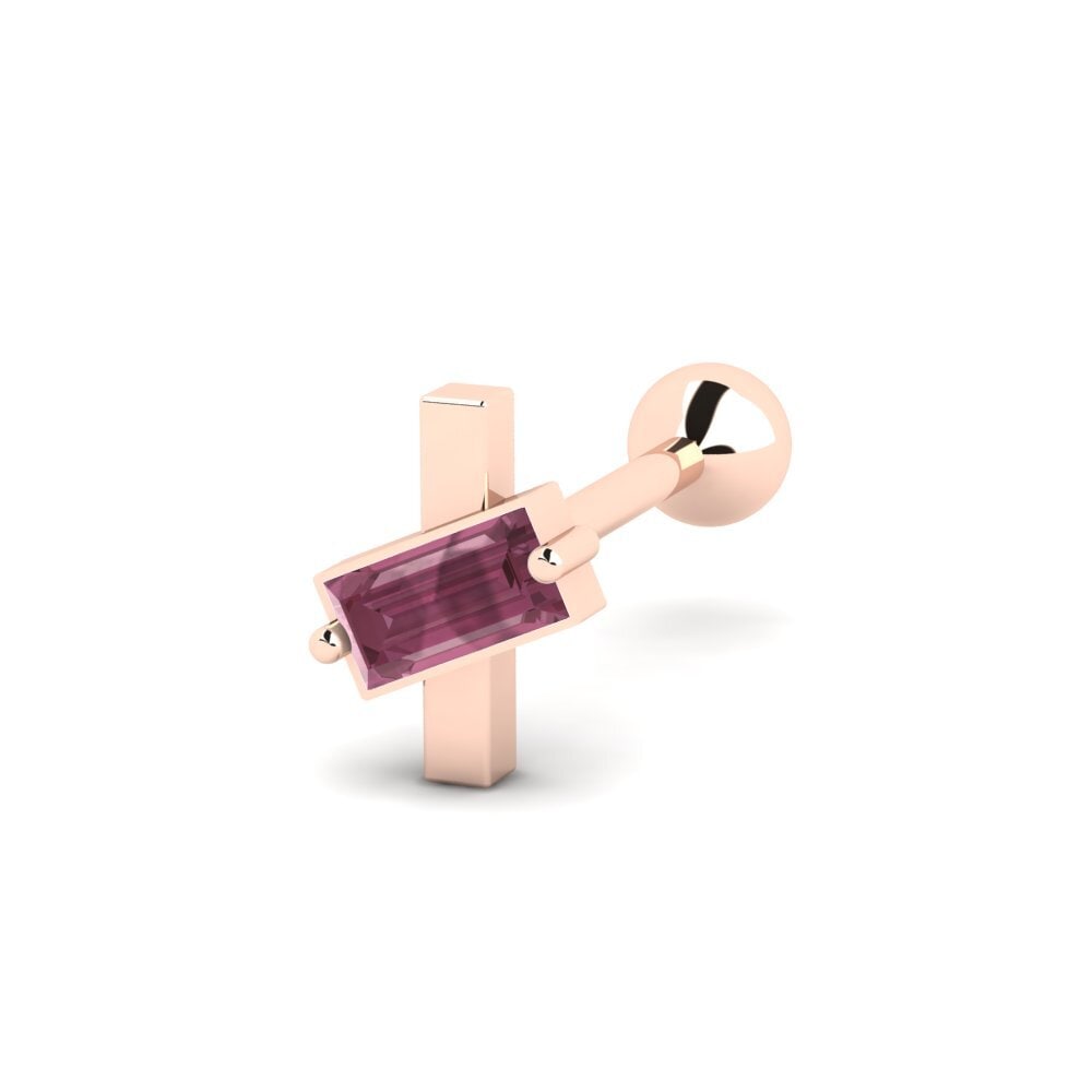 9ct Rose Gold Rhodolite Garnet Ear Piercing Bevegels