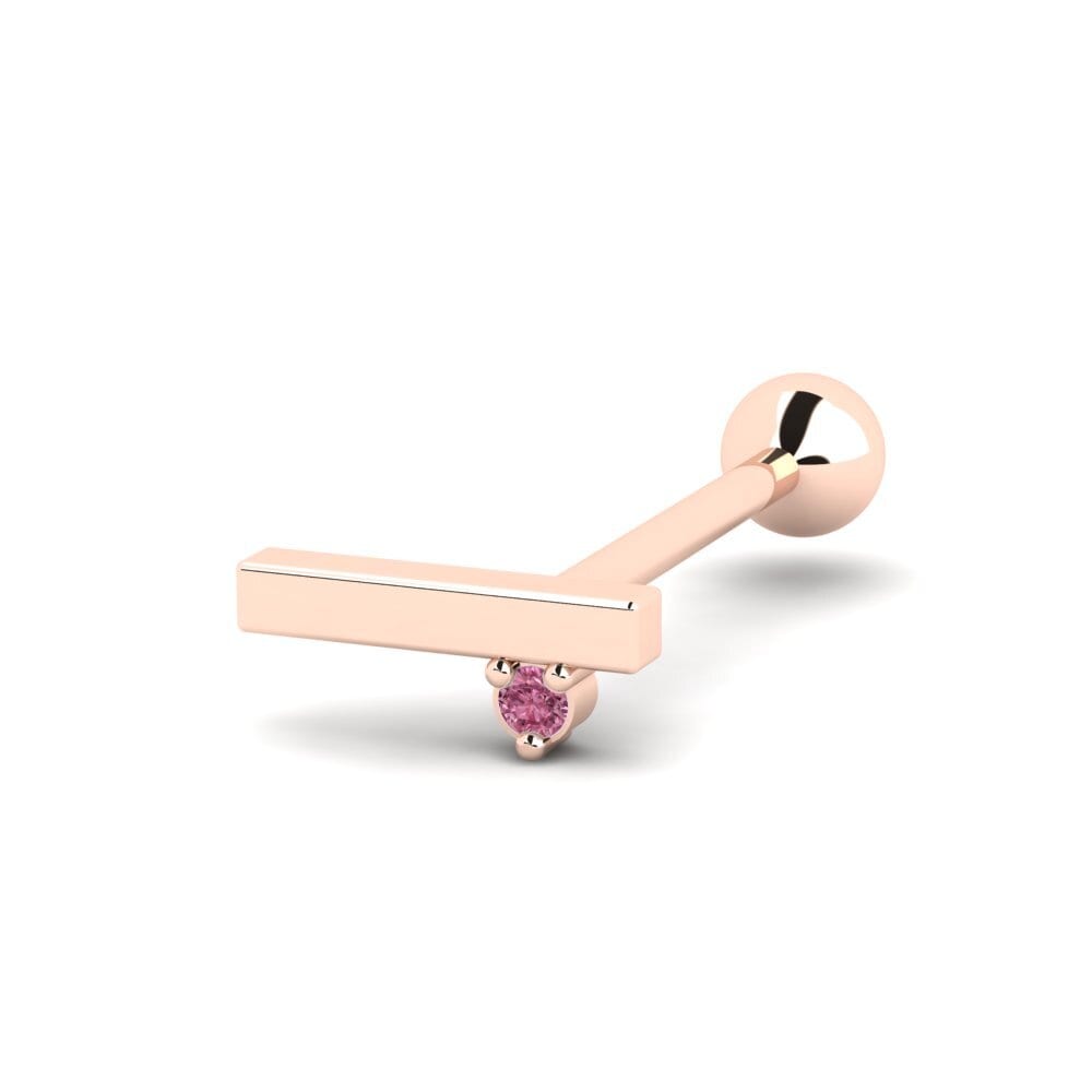 9ct Rose Gold Rhodolite Garnet Ear Piercing Energique
