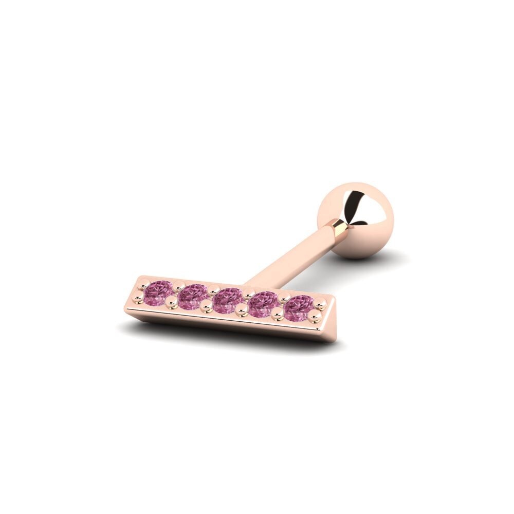 9ct Rose Gold Rhodolite Garnet Ear Piercing Foarm