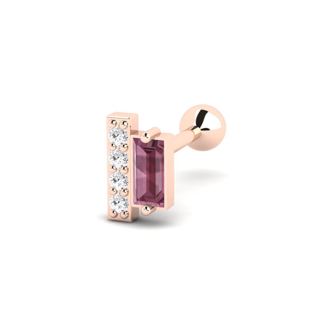 9ct Rose Gold Rhodolite Garnet Ear Piercing Ikusasa