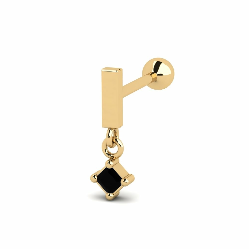 Tragus Piercing De Oreja Larapidite Oro Amarillo 585 Diamante Negro