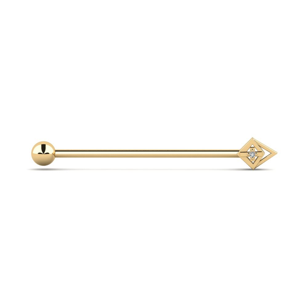 Cartilage Piercing De Oreja Lennar Oro Amarillo 585 Cristal de Swarovski