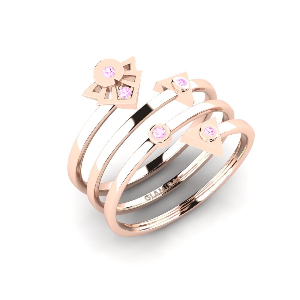 14k Oro Rosa Zafiro Rosado Anillo Majax