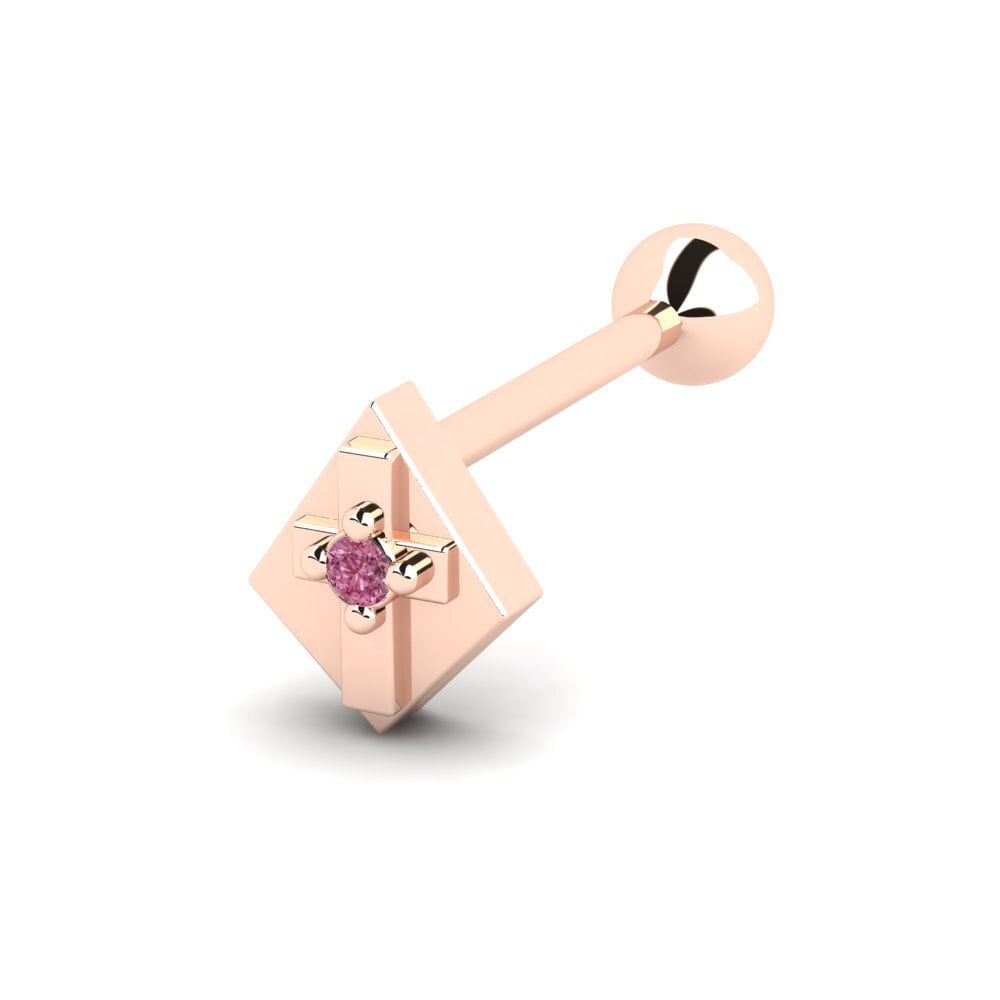 9ct Rose Gold Rhodolite Garnet Ear Piercing Milenas