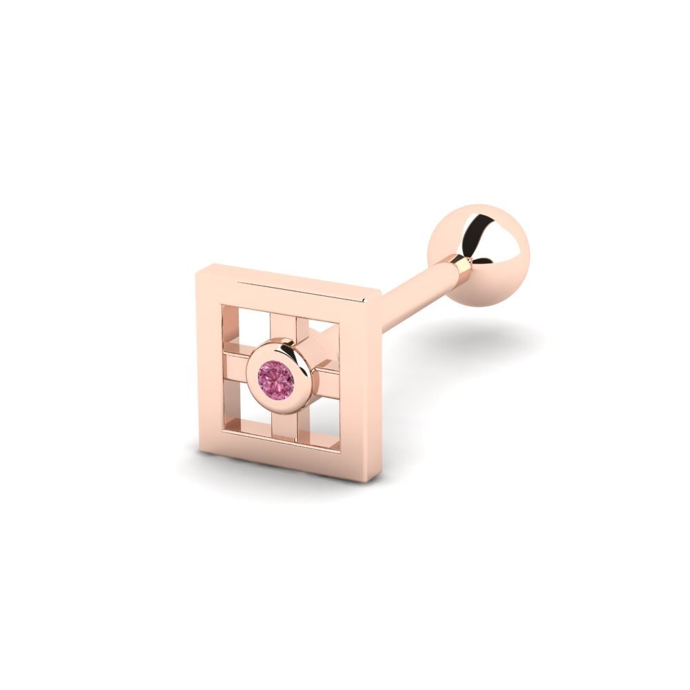9ct Rose Gold Rhodolite Garnet Ear Piercing Oliverey