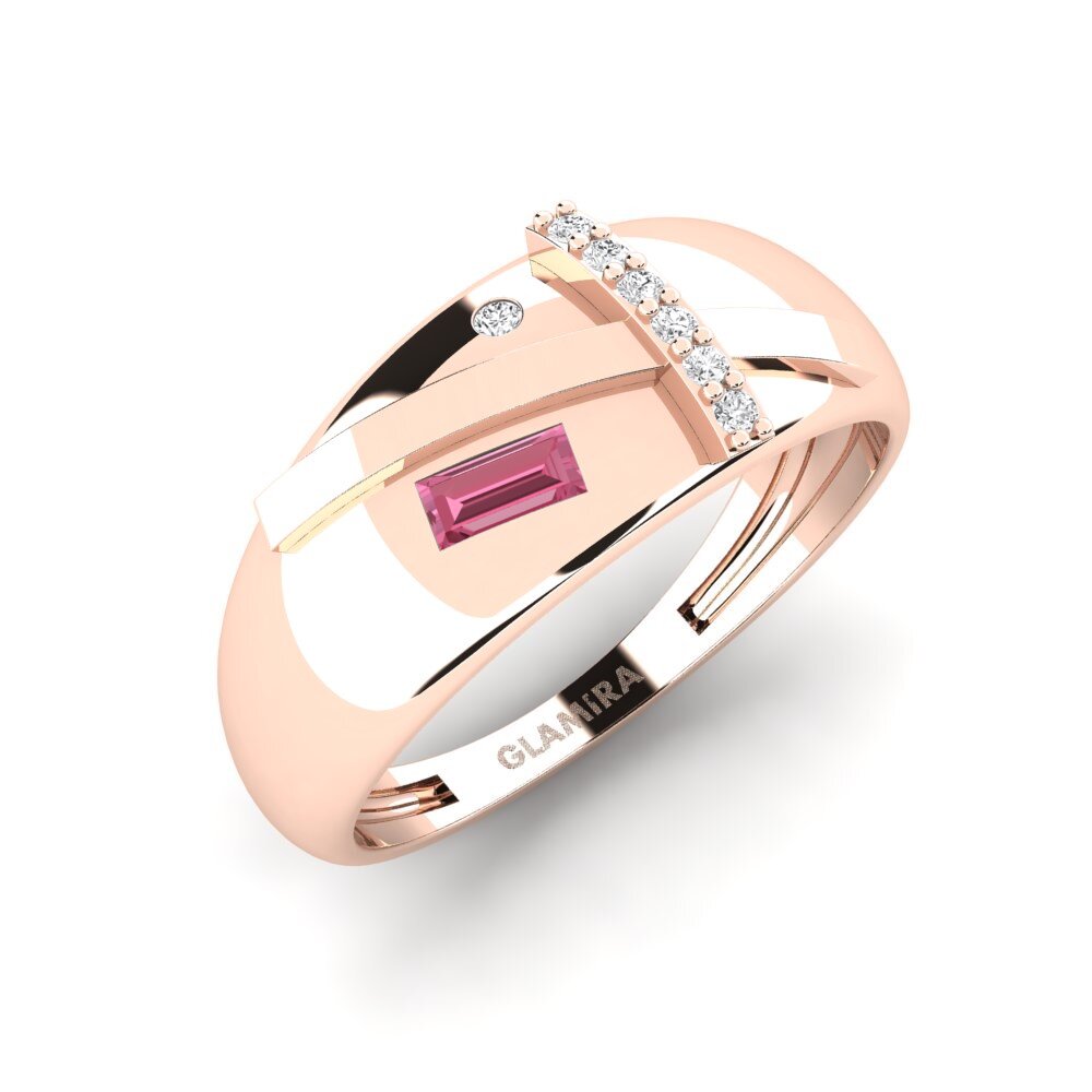 14k Oro Rosa Zafiro Rosado Anillo Risa