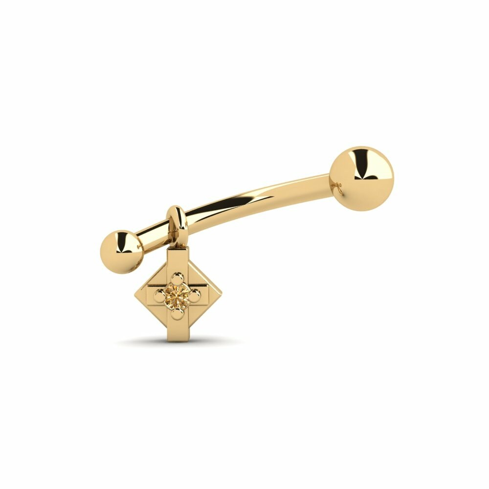 Cartilage Piercing De Oreja Robertho Oro Amarillo 585 Diamante Marrón