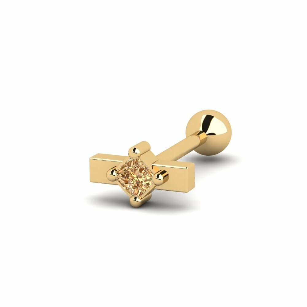 Cartilage Piercing De Oreja Sebesseg Oro Amarillo 585 Diamante Marrón