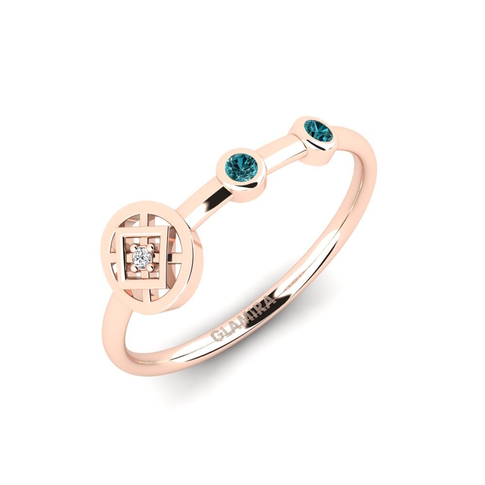 14k Oro Rosa Diamante Azul Anillo Simoneex