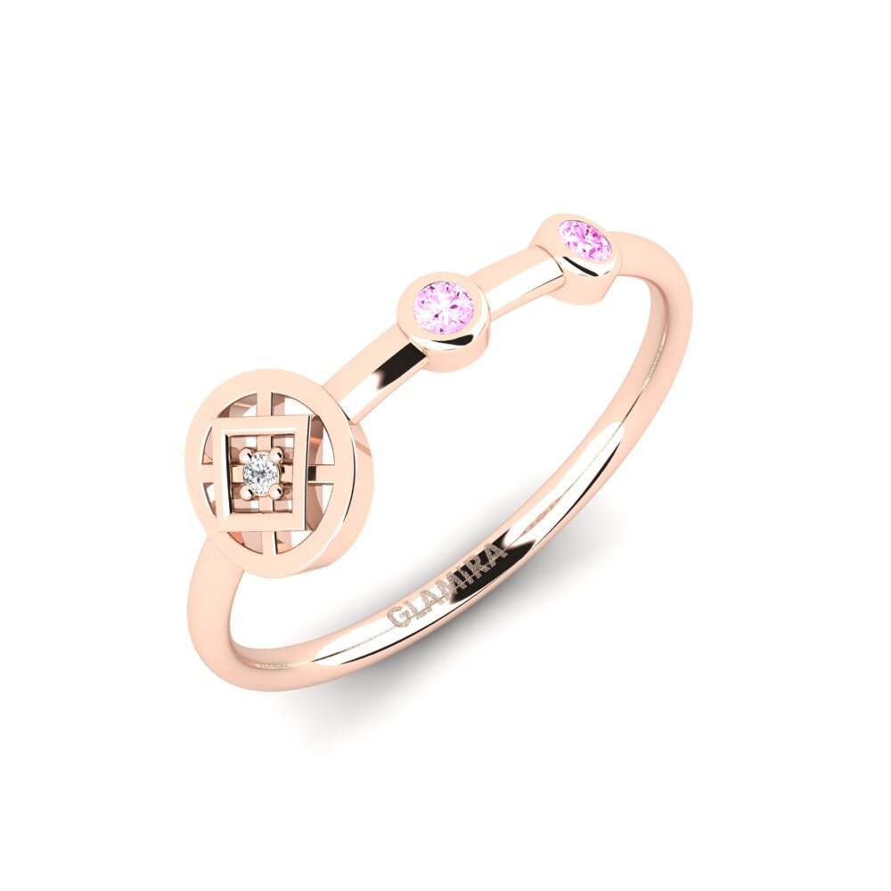 14k Oro Rosa Zafiro Rosado Anillo Simoneex
