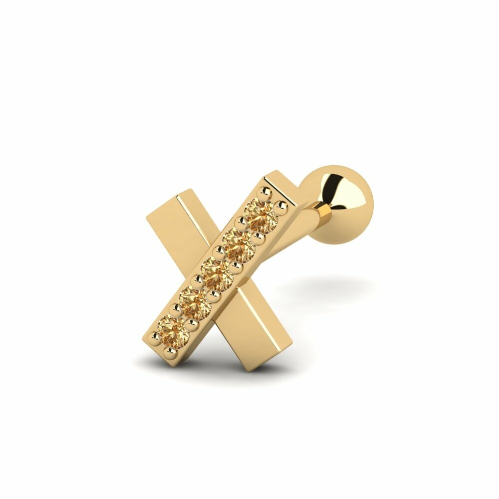 Cartilage Piercing De Oreja Todchai Oro Amarillo 585 Diamante Marrón