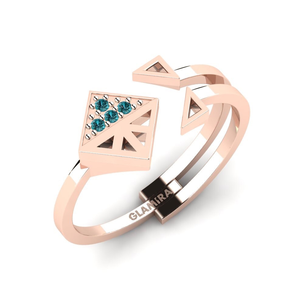 14k Oro Rosa Diamante Azul Anillo Workaday