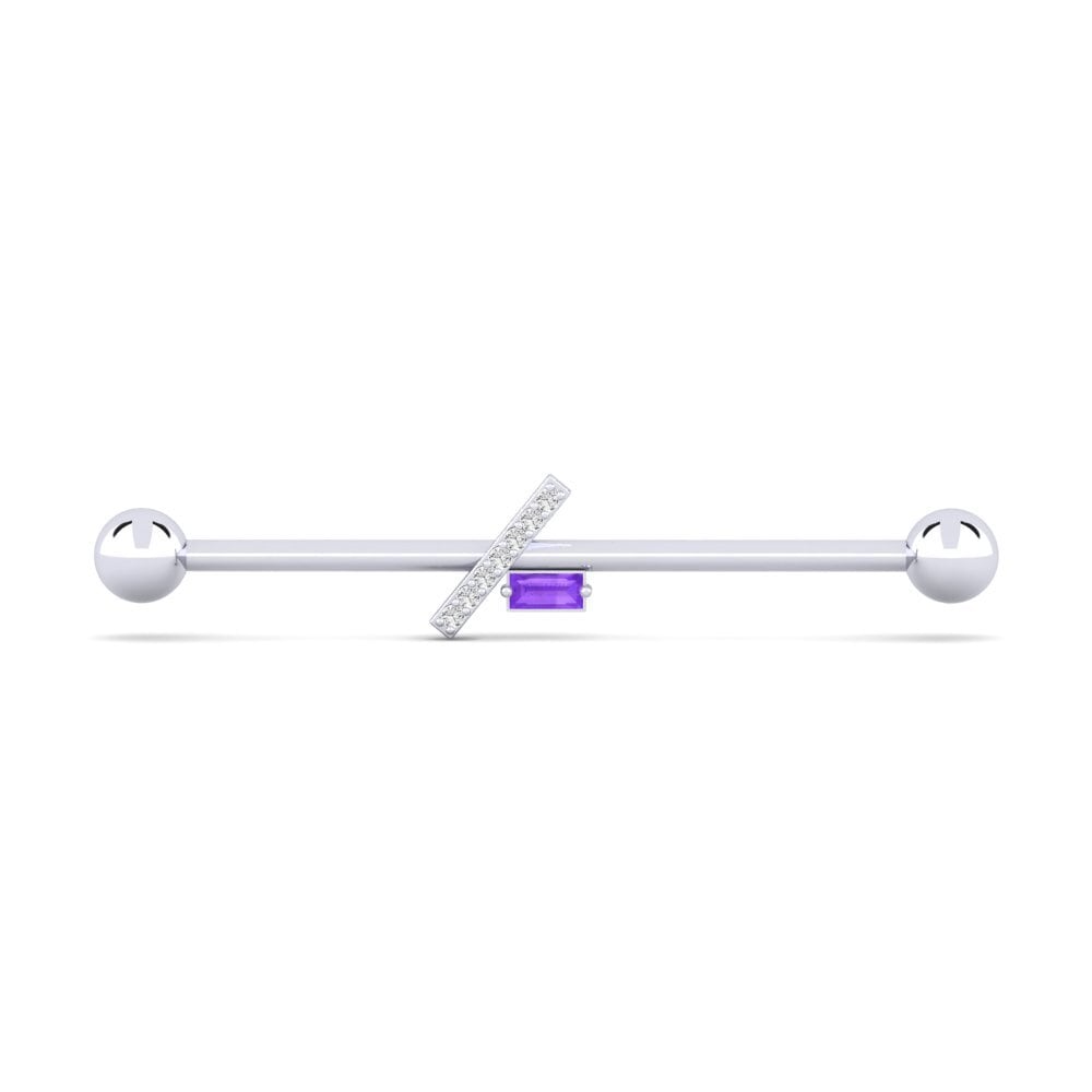 14ct White Gold Amethyst Ear Piercing Zukunft