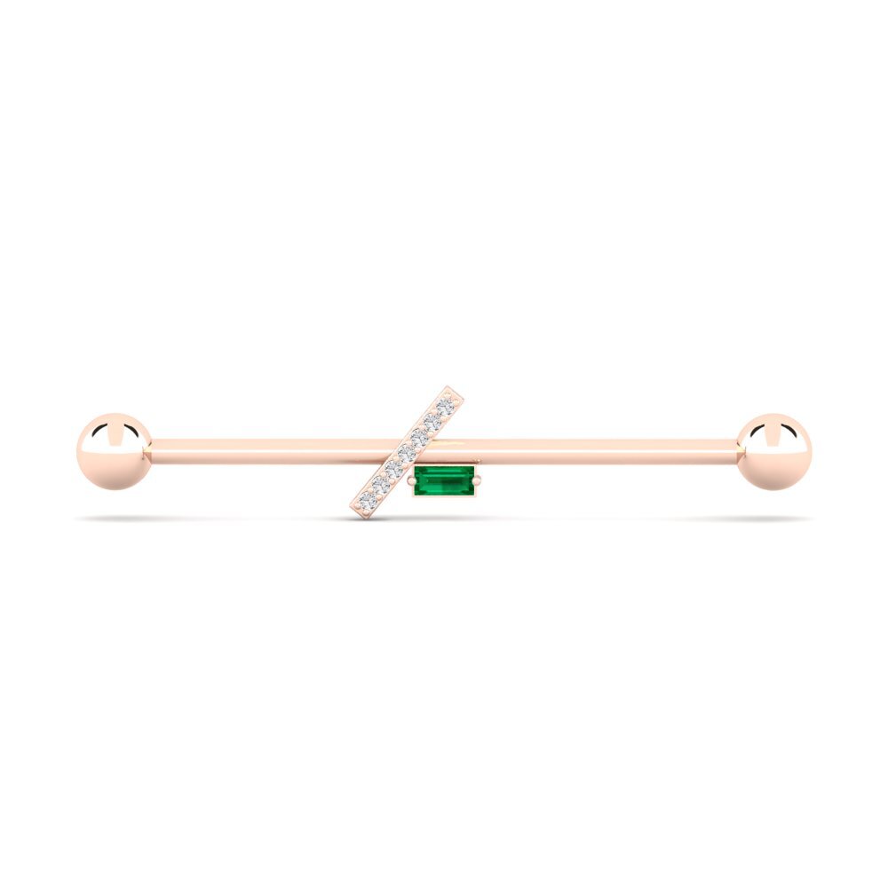 9ct Rose Gold Green Zirconia Ear Piercing Zukunft