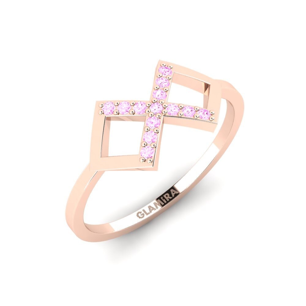 14k Oro Rosa Zafiro Rosado Anillo Balker