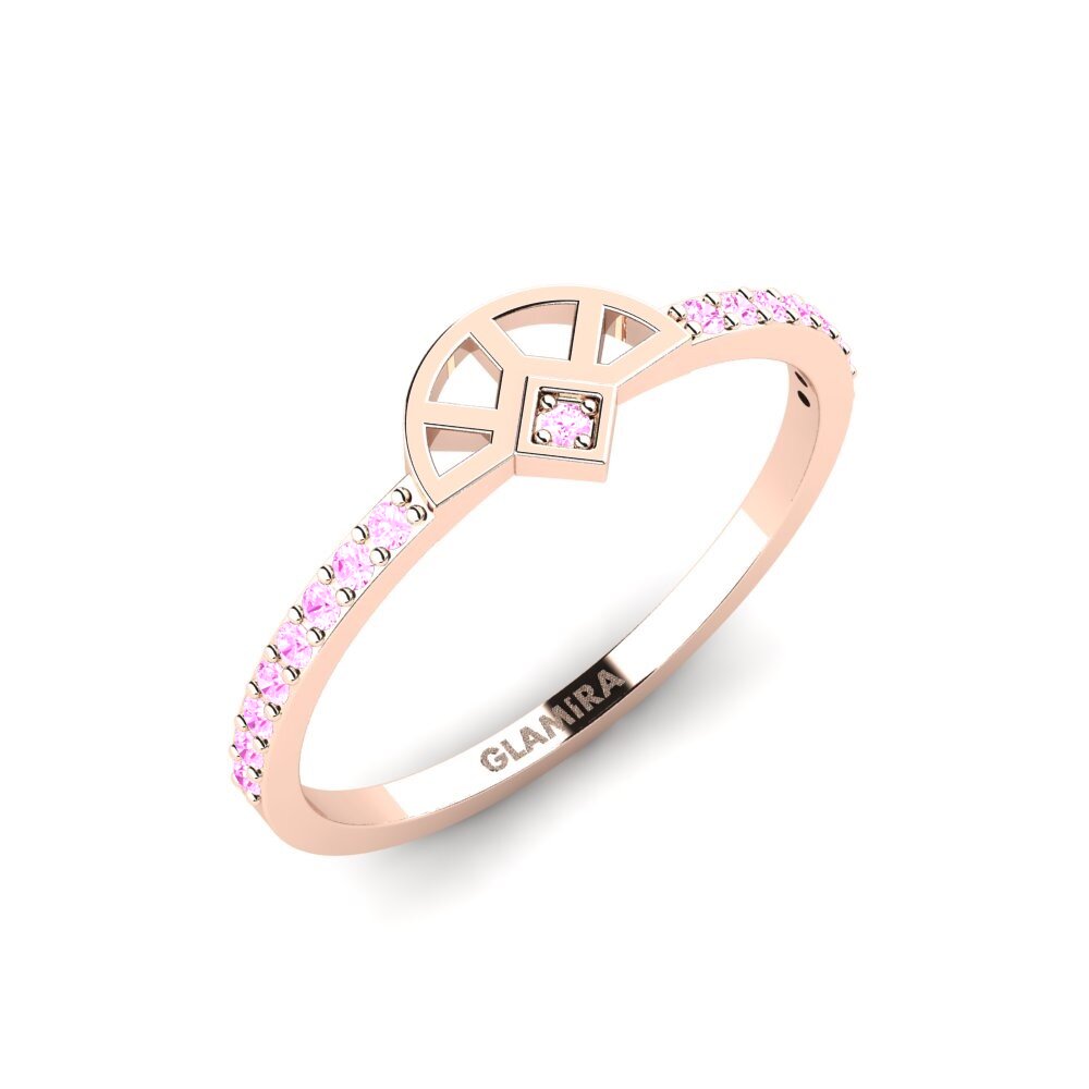 14k Oro Rosa Zafiro Rosado Anillo Chol