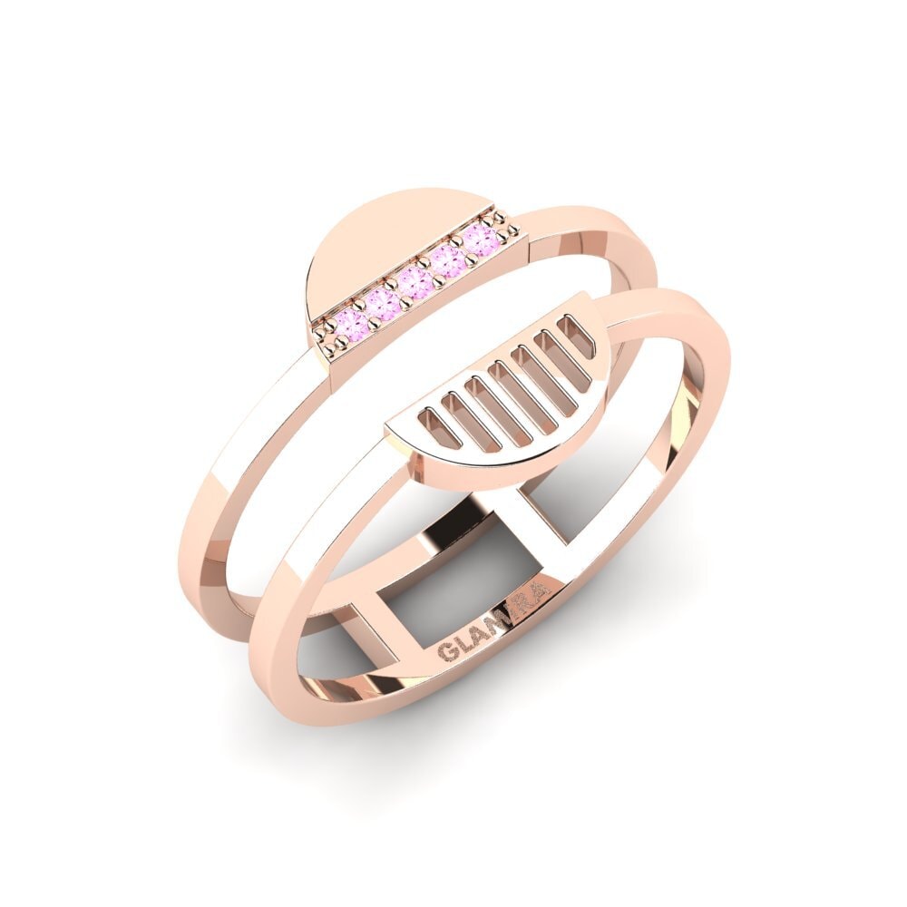 14k Oro Rosa Zafiro Rosado Anillo Ebony
