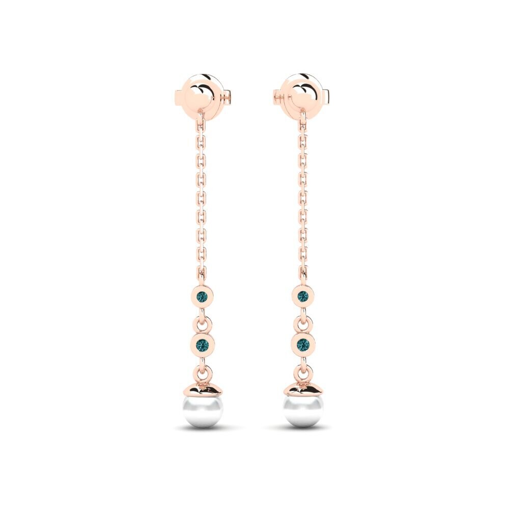14ct Rose Gold Blue Diamond Women's Earring Kalender
