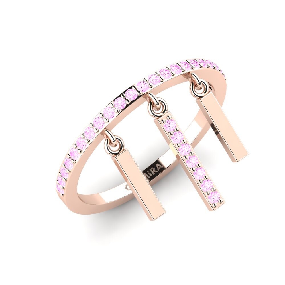 14k Oro Rosa Zafiro Rosado Anillo Naek