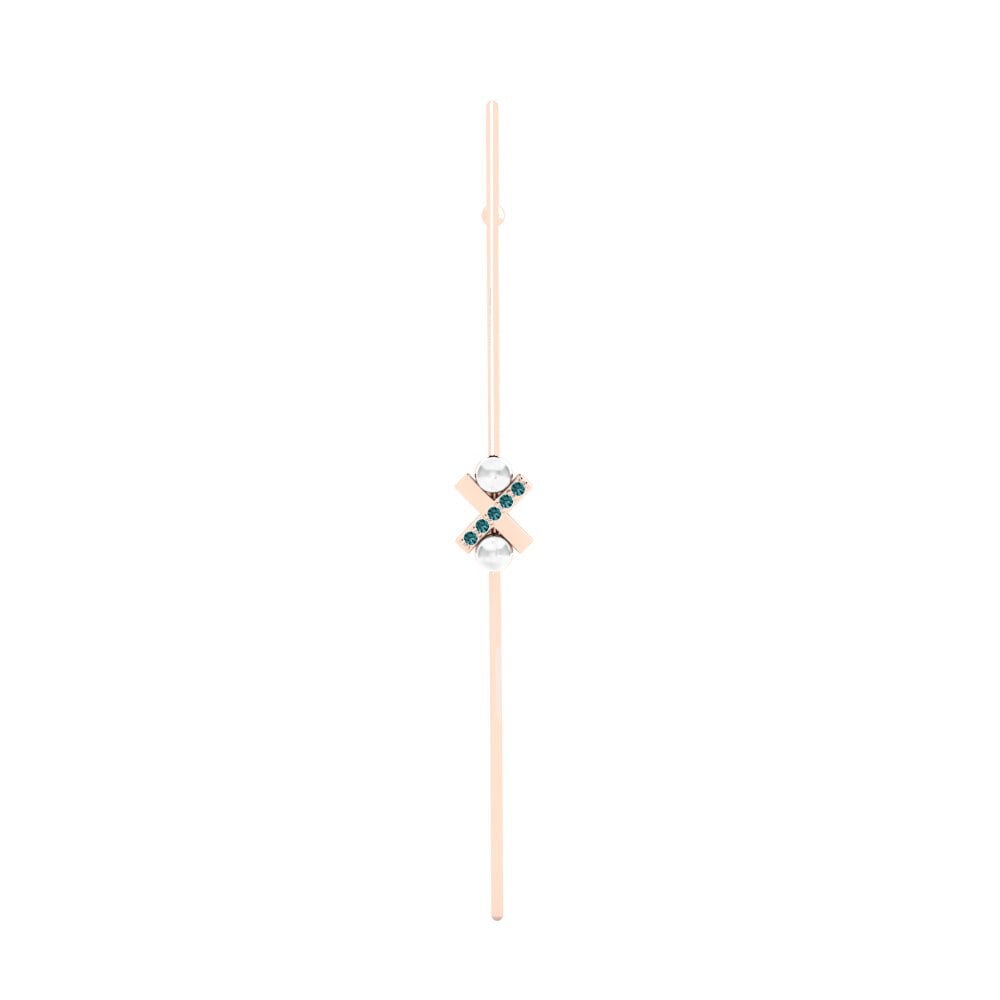 14ct Rose Gold Blue Diamond Women's Earring Nafis