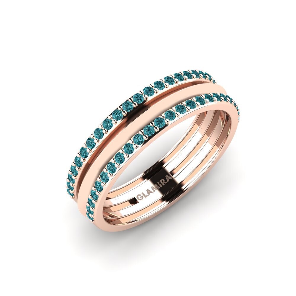 14k Oro Rosa Diamante Azul Anillo Movemento