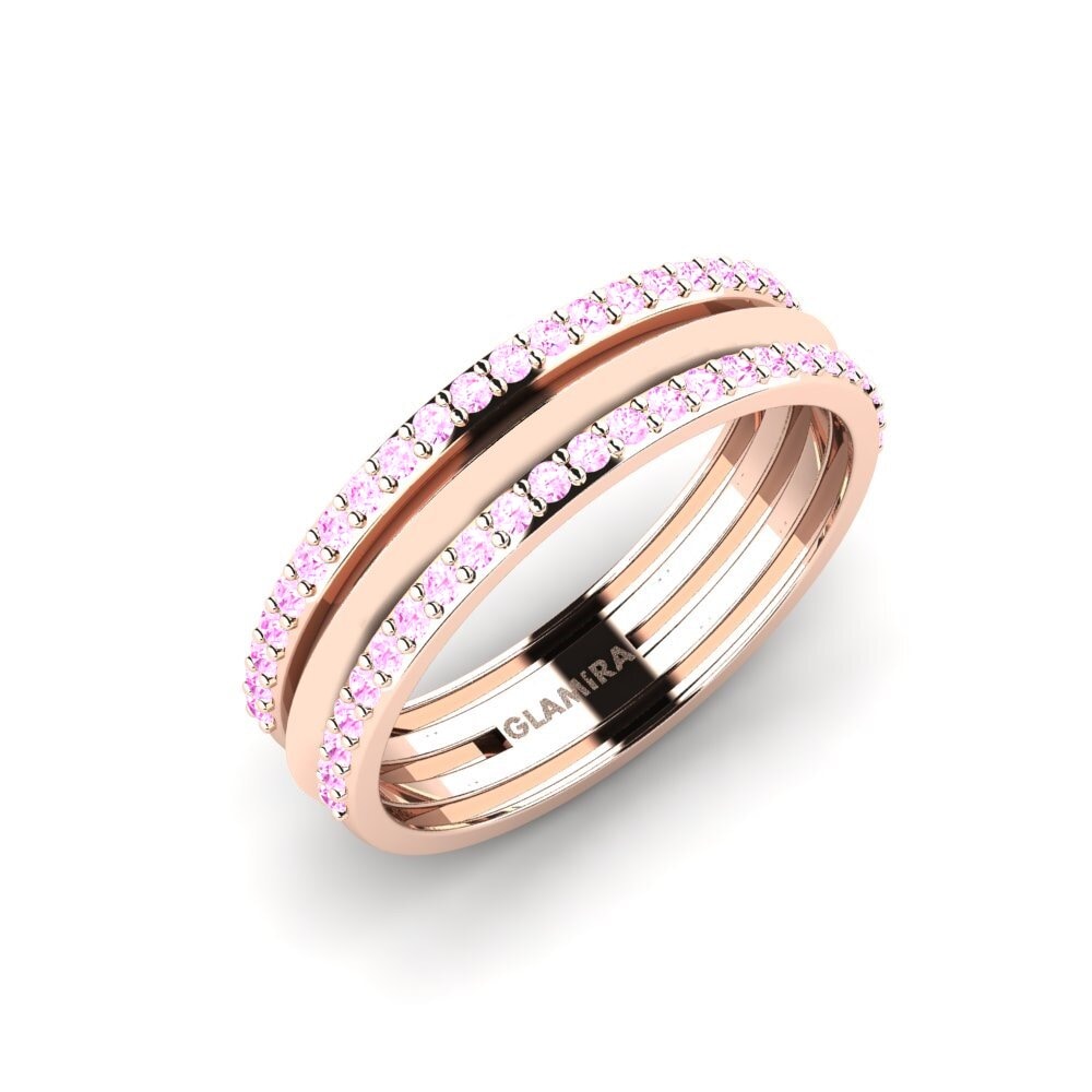 14k Oro Rosa Zafiro Rosado Anillo Movemento