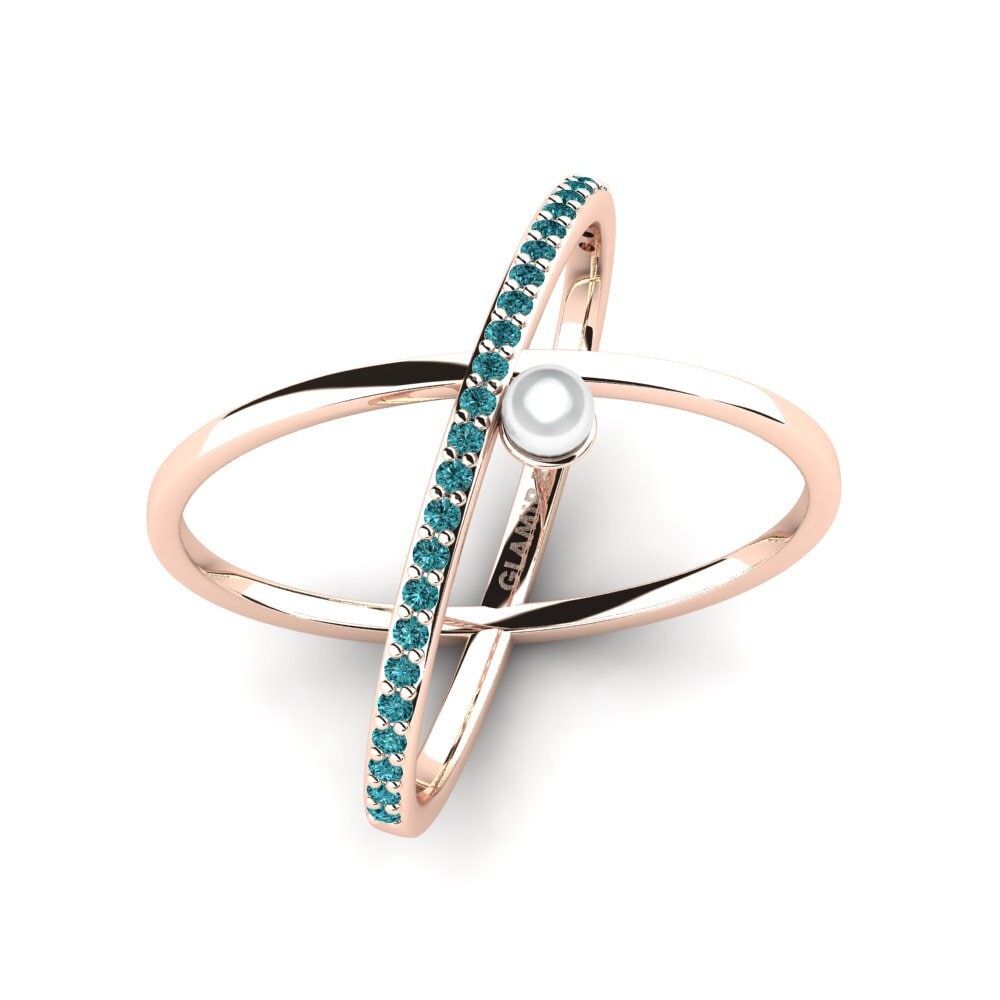 14k Oro Rosa Diamante Azul Anillo Ntarengwa